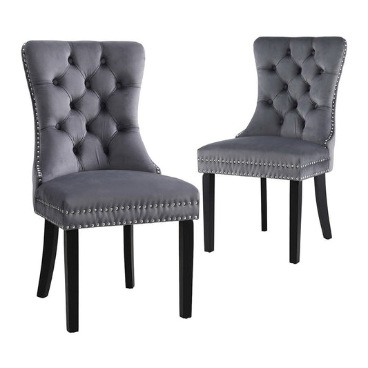 1 Set of 2 Artiss Dining Chairs Grey Velvet